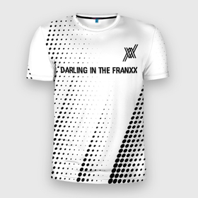 Мужская футболка 3D Slim с принтом Darling in the FranXX glitch на светлом фоне: символ сверху в Курске, 100% полиэстер с улучшенными характеристиками | приталенный силуэт, круглая горловина, широкие плечи, сужается к линии бедра | 