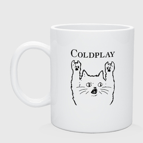 Кружка керамическая с принтом Coldplay   rock cat в Кировске, керамика | объем — 330 мл, диаметр — 80 мм. Принт наносится на бока кружки, можно сделать два разных изображения | Тематика изображения на принте: 