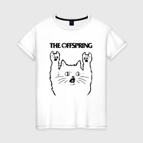 Женская футболка хлопок с принтом The Offspring   rock cat , 100% хлопок | прямой крой, круглый вырез горловины, длина до линии бедер, слегка спущенное плечо | 