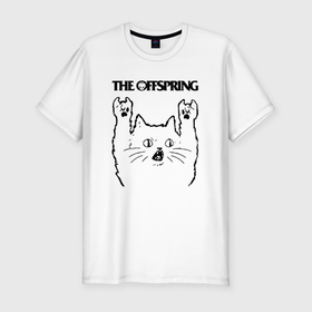 Мужская футболка хлопок Slim с принтом The Offspring   rock cat в Курске, 92% хлопок, 8% лайкра | приталенный силуэт, круглый вырез ворота, длина до линии бедра, короткий рукав | 