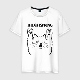 Мужская футболка хлопок с принтом The Offspring   rock cat , 100% хлопок | прямой крой, круглый вырез горловины, длина до линии бедер, слегка спущенное плечо. | Тематика изображения на принте: 