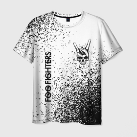 Мужская футболка 3D с принтом Foo Fighters и рок символ на светлом фоне в Кировске, 100% полиэфир | прямой крой, круглый вырез горловины, длина до линии бедер | 