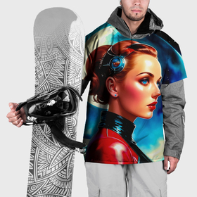 Накидка на куртку 3D с принтом Девушка связист в космосе , 100% полиэстер |  | 