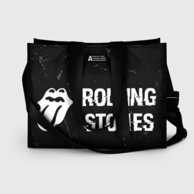 Сумка-шоппер 3D с принтом Rolling Stones glitch на темном фоне: надпись и символ в Курске, 100% полиэстер | застегивается на металлическую кнопку; внутренний карман застегивается на молнию. Стенки укреплены специальным мягким материалом, чтобы защитить содержимое от несильных ударов
 | 