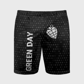 Мужские шорты спортивные с принтом Green Day glitch на темном фоне: надпись, символ в Екатеринбурге,  |  | 