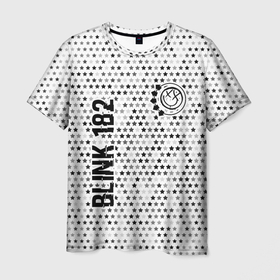Мужская футболка 3D с принтом Blink 182 glitch на светлом фоне: надпись, символ в Курске, 100% полиэфир | прямой крой, круглый вырез горловины, длина до линии бедер | 