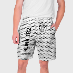 Мужские шорты 3D с принтом Blink 182 glitch на светлом фоне: надпись, символ ,  полиэстер 100% | прямой крой, два кармана без застежек по бокам. Мягкая трикотажная резинка на поясе, внутри которой широкие завязки. Длина чуть выше колен | 