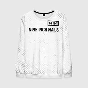 Мужской свитшот 3D с принтом Nine Inch Nails glitch на светлом фоне: символ сверху в Санкт-Петербурге, 100% полиэстер с мягким внутренним слоем | круглый вырез горловины, мягкая резинка на манжетах и поясе, свободная посадка по фигуре | Тематика изображения на принте: 