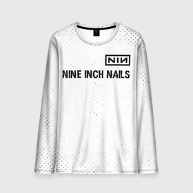Мужской лонгслив 3D с принтом Nine Inch Nails glitch на светлом фоне: символ сверху в Санкт-Петербурге, 100% полиэстер | длинные рукава, круглый вырез горловины, полуприлегающий силуэт | Тематика изображения на принте: 
