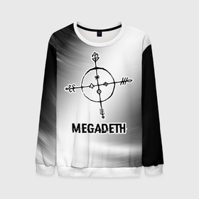 Мужской свитшот 3D с принтом Megadeth glitch на светлом фоне , 100% полиэстер с мягким внутренним слоем | круглый вырез горловины, мягкая резинка на манжетах и поясе, свободная посадка по фигуре | Тематика изображения на принте: 