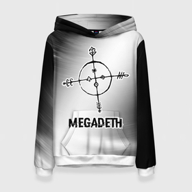 Женская толстовка 3D с принтом Megadeth glitch на светлом фоне в Петрозаводске, 100% полиэстер  | двухслойный капюшон со шнурком для регулировки, мягкие манжеты на рукавах и по низу толстовки, спереди карман-кенгуру с мягким внутренним слоем. | 