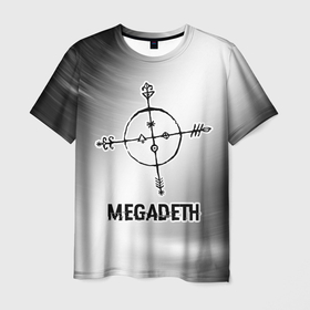 Мужская футболка 3D с принтом Megadeth glitch на светлом фоне в Екатеринбурге, 100% полиэфир | прямой крой, круглый вырез горловины, длина до линии бедер | 