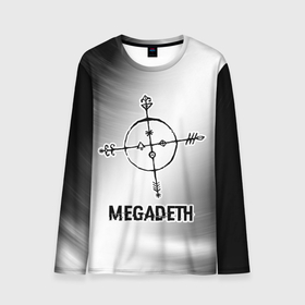 Мужской лонгслив 3D с принтом Megadeth glitch на светлом фоне в Екатеринбурге, 100% полиэстер | длинные рукава, круглый вырез горловины, полуприлегающий силуэт | 