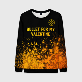 Мужской свитшот 3D с принтом Bullet For My Valentine   gold gradient: символ сверху в Тюмени, 100% полиэстер с мягким внутренним слоем | круглый вырез горловины, мягкая резинка на манжетах и поясе, свободная посадка по фигуре | 