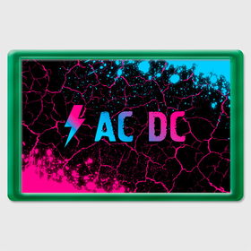 Магнит 45*70 с принтом AC DC   neon gradient: надпись и символ , Пластик | Размер: 78*52 мм; Размер печати: 70*45 | 