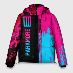 Мужская зимняя куртка 3D с принтом Paramore   neon gradient: по вертикали в Санкт-Петербурге, верх — 100% полиэстер; подкладка — 100% полиэстер; утеплитель — 100% полиэстер | длина ниже бедра, свободный силуэт Оверсайз. Есть воротник-стойка, отстегивающийся капюшон и ветрозащитная планка. 

Боковые карманы с листочкой на кнопках и внутренний карман на молнии. | Тематика изображения на принте: 