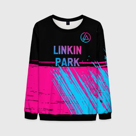 Мужской свитшот 3D с принтом Linkin Park   neon gradient: символ сверху в Петрозаводске, 100% полиэстер с мягким внутренним слоем | круглый вырез горловины, мягкая резинка на манжетах и поясе, свободная посадка по фигуре | Тематика изображения на принте: 