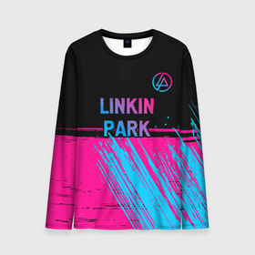 Мужской лонгслив 3D с принтом Linkin Park   neon gradient: символ сверху в Кировске, 100% полиэстер | длинные рукава, круглый вырез горловины, полуприлегающий силуэт | Тематика изображения на принте: 