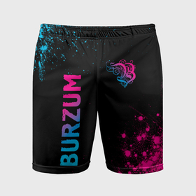 Мужские шорты спортивные с принтом Burzum   neon gradient: надпись, символ ,  |  | 
