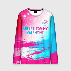 Мужской лонгслив 3D с принтом Bullet For My Valentine neon gradient style: символ сверху в Санкт-Петербурге, 100% полиэстер | длинные рукава, круглый вырез горловины, полуприлегающий силуэт | 