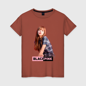 Женская футболка хлопок с принтом Rose      Blackpink в Белгороде, 100% хлопок | прямой крой, круглый вырез горловины, длина до линии бедер, слегка спущенное плечо | 
