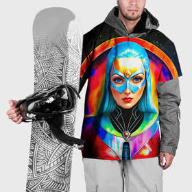 Накидка на куртку 3D с принтом Девушка биоробот в космосе , 100% полиэстер |  | 