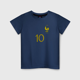 Детская футболка хлопок с принтом Килиан Мбаппе ЧМ 2022 сборная Франции , 100% хлопок | круглый вырез горловины, полуприлегающий силуэт, длина до линии бедер | 