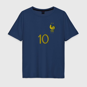 Мужская футболка хлопок Oversize с принтом Килиан Мбаппе ЧМ 2022 сборная Франции в Екатеринбурге, 100% хлопок | свободный крой, круглый ворот, “спинка” длиннее передней части | 