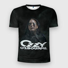 Мужская футболка 3D Slim с принтом Ozzy Osbourne dark rain в Новосибирске, 100% полиэстер с улучшенными характеристиками | приталенный силуэт, круглая горловина, широкие плечи, сужается к линии бедра | 