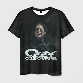 Мужская футболка 3D с принтом Ozzy Osbourne dark rain , 100% полиэфир | прямой крой, круглый вырез горловины, длина до линии бедер | 