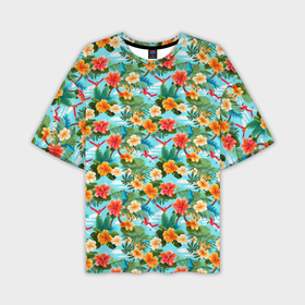 Мужская футболка oversize 3D с принтом Разные гавайские цветы в Курске,  |  | 
