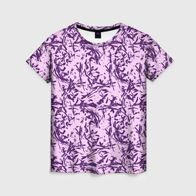 Женская футболка 3D с принтом Мягкий сиреневый в Петрозаводске, 100% полиэфир ( синтетическое хлопкоподобное полотно) | прямой крой, круглый вырез горловины, длина до линии бедер | 