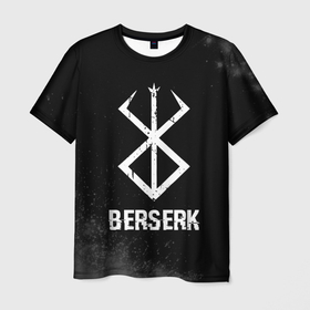 Мужская футболка 3D с принтом Berserk glitch на темном фоне , 100% полиэфир | прямой крой, круглый вырез горловины, длина до линии бедер | 
