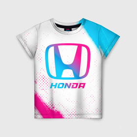 Детская футболка 3D с принтом Honda neon gradient style , 100% гипоаллергенный полиэфир | прямой крой, круглый вырез горловины, длина до линии бедер, чуть спущенное плечо, ткань немного тянется | 