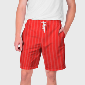 Мужские шорты 3D с принтом Полосатый красный в Белгороде,  полиэстер 100% | прямой крой, два кармана без застежек по бокам. Мягкая трикотажная резинка на поясе, внутри которой широкие завязки. Длина чуть выше колен | 