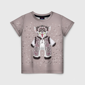 Детская футболка 3D с принтом кот на звёздах , 100% гипоаллергенный полиэфир | прямой крой, круглый вырез горловины, длина до линии бедер, чуть спущенное плечо, ткань немного тянется | Тематика изображения на принте: 