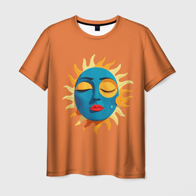 Мужская футболка 3D с принтом Cпящее яркое солнышко в Тюмени, 100% полиэфир | прямой крой, круглый вырез горловины, длина до линии бедер | Тематика изображения на принте: 