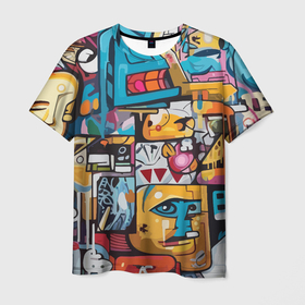 Мужская футболка 3D с принтом Стрит арт в Рязани, 100% полиэфир | прямой крой, круглый вырез горловины, длина до линии бедер | 