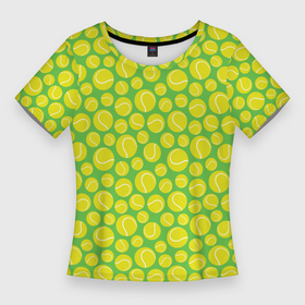 Женская футболка 3D Slim с принтом Мячики для большого тенниса в Санкт-Петербурге,  |  | 