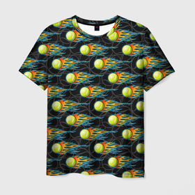 Мужская футболка 3D с принтом Мячики теннисные в Белгороде, 100% полиэфир | прямой крой, круглый вырез горловины, длина до линии бедер | 