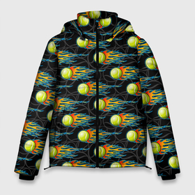 Мужская зимняя куртка 3D с принтом Мячики теннисные в Тюмени, верх — 100% полиэстер; подкладка — 100% полиэстер; утеплитель — 100% полиэстер | длина ниже бедра, свободный силуэт Оверсайз. Есть воротник-стойка, отстегивающийся капюшон и ветрозащитная планка. 

Боковые карманы с листочкой на кнопках и внутренний карман на молнии. | 