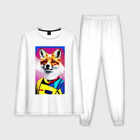 Мужская пижама с лонгсливом хлопок с принтом Fox   pop art   fashionista в Санкт-Петербурге,  |  | Тематика изображения на принте: 