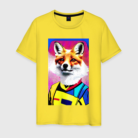 Мужская футболка хлопок с принтом Fox   pop art   fashionista в Петрозаводске, 100% хлопок | прямой крой, круглый вырез горловины, длина до линии бедер, слегка спущенное плечо. | 