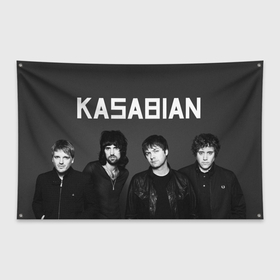 Флаг-баннер с принтом Kasabian все участники в Новосибирске, 100% полиэстер | размер 67 х 109 см, плотность ткани — 95 г/м2; по краям флага есть четыре люверса для крепления | 