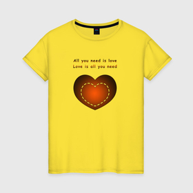 Женская футболка хлопок с принтом What you need is love в Новосибирске, 100% хлопок | прямой крой, круглый вырез горловины, длина до линии бедер, слегка спущенное плечо | Тематика изображения на принте: 