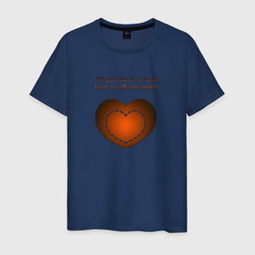 Мужская футболка хлопок с принтом What you need is love в Санкт-Петербурге, 100% хлопок | прямой крой, круглый вырез горловины, длина до линии бедер, слегка спущенное плечо. | 