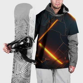 Накидка на куртку 3D с принтом Неоновые разломы   оранжевый в Кировске, 100% полиэстер |  | Тематика изображения на принте: 