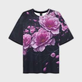 Мужская футболка oversize 3D с принтом Ветки цветущей розовой сакуры в Белгороде,  |  | 