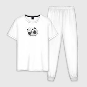 Мужская пижама хлопок с принтом Панда смешная в Курске, 100% хлопок | брюки и футболка прямого кроя, без карманов, на брюках мягкая резинка на поясе и по низу штанин
 | 