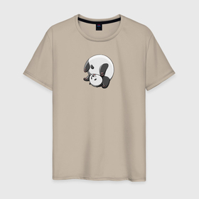 Мужская футболка хлопок с принтом Панда вверх ногами в Белгороде, 100% хлопок | прямой крой, круглый вырез горловины, длина до линии бедер, слегка спущенное плечо. | 